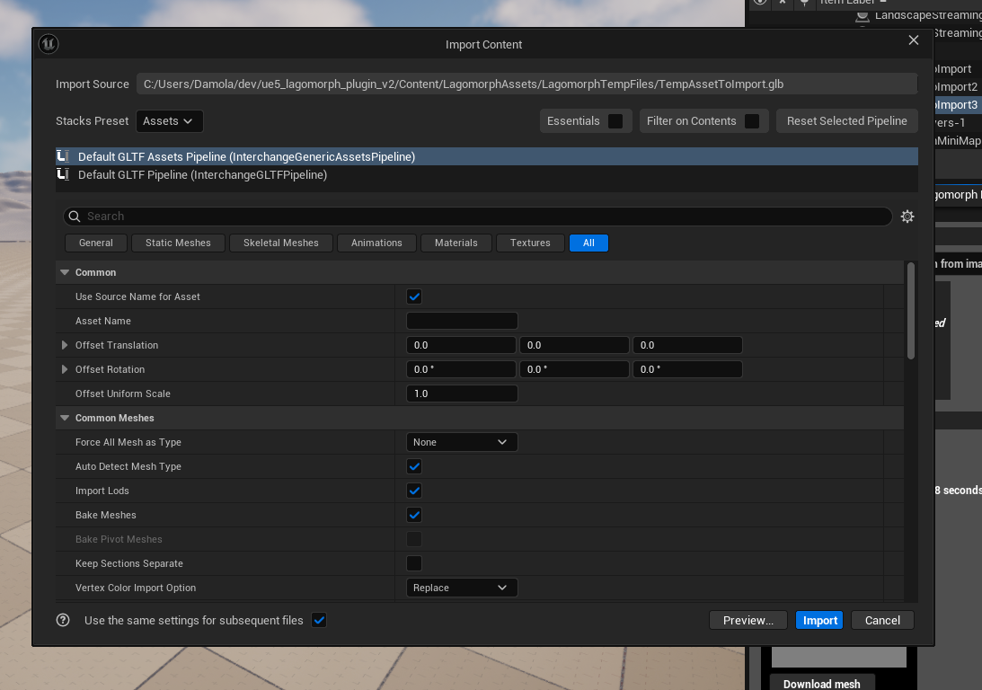 Unreal import illustration
