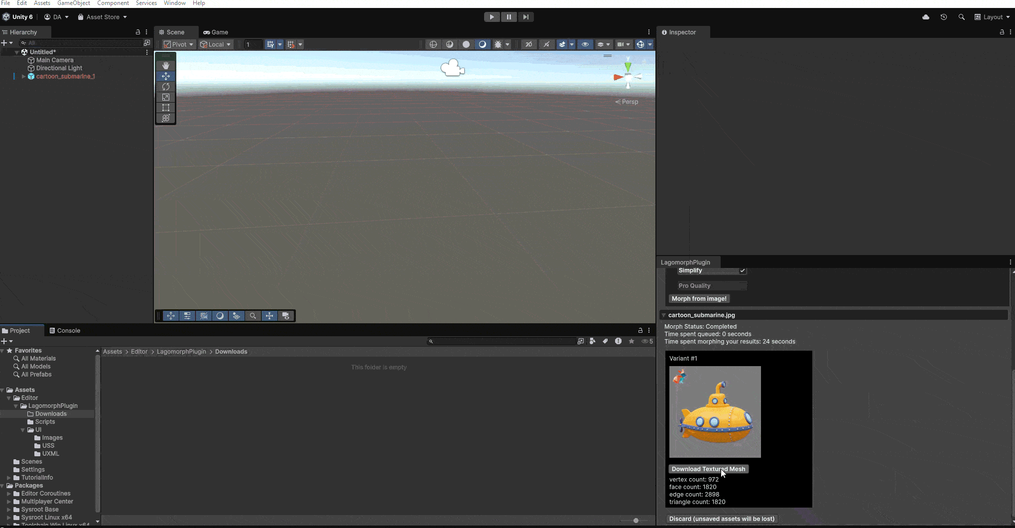 Unity import illustration